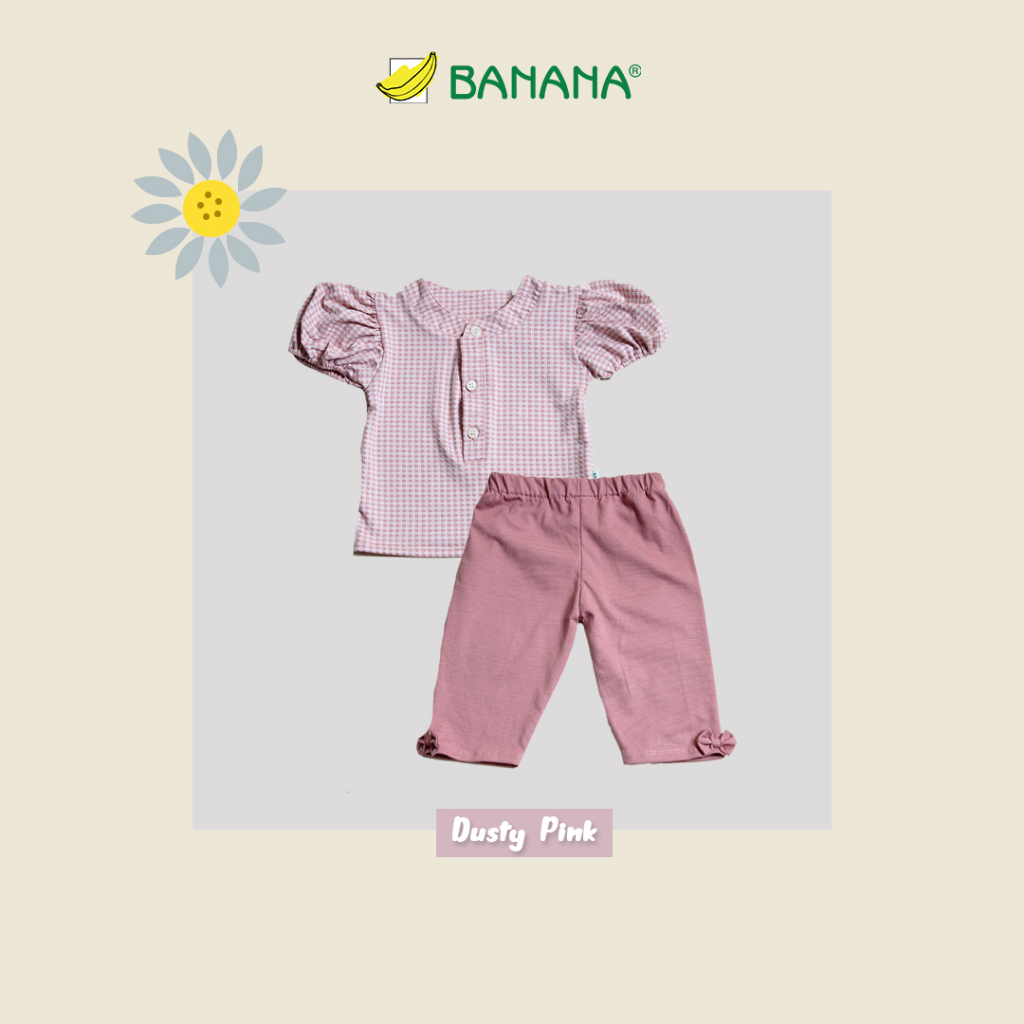 BANANA Setelan Blus Bayi Perempuan Pocket Square Dusty Pink
