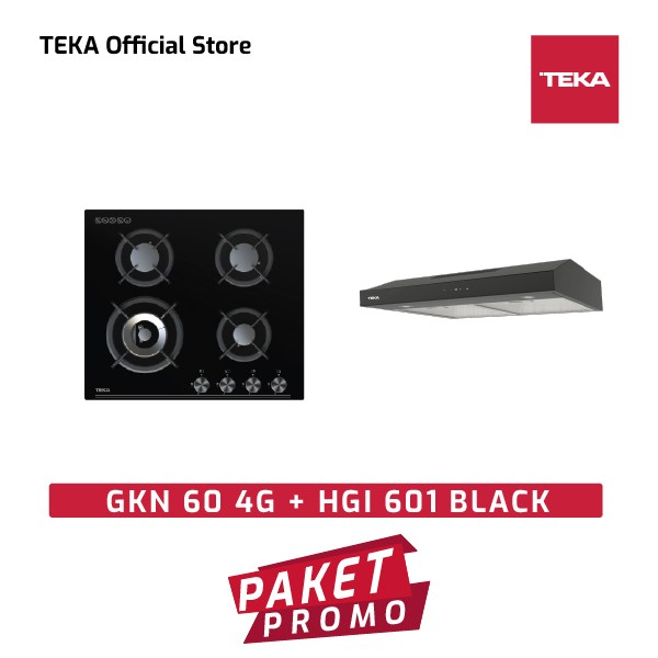 Teka Kompor Tanam Gas 4 Tungku GKN 60 4G paket Cooker Hood HGI 601 B