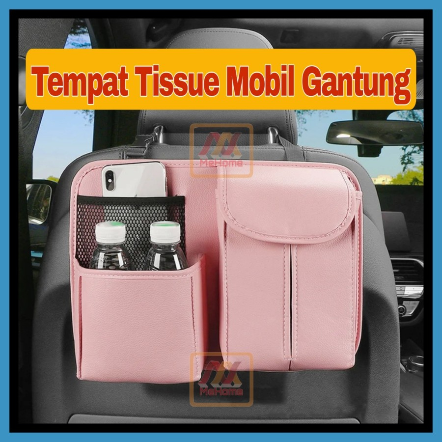 MH - TEMPAT TISSUE MOBIL KULIT GANTUNG CAR ORGANIZER BELAKANG JOK MOBIL