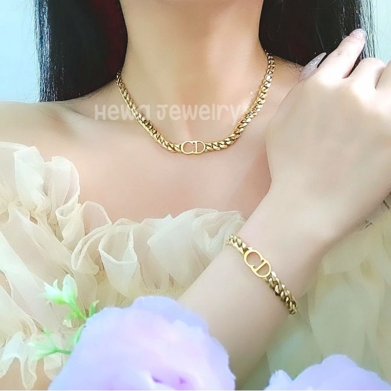 HEWA JEWELRY - BOSLIE NECKLACE & BRACELET - keu Kalung dan Gelang Titanium desain CD Rantai Sisik Na