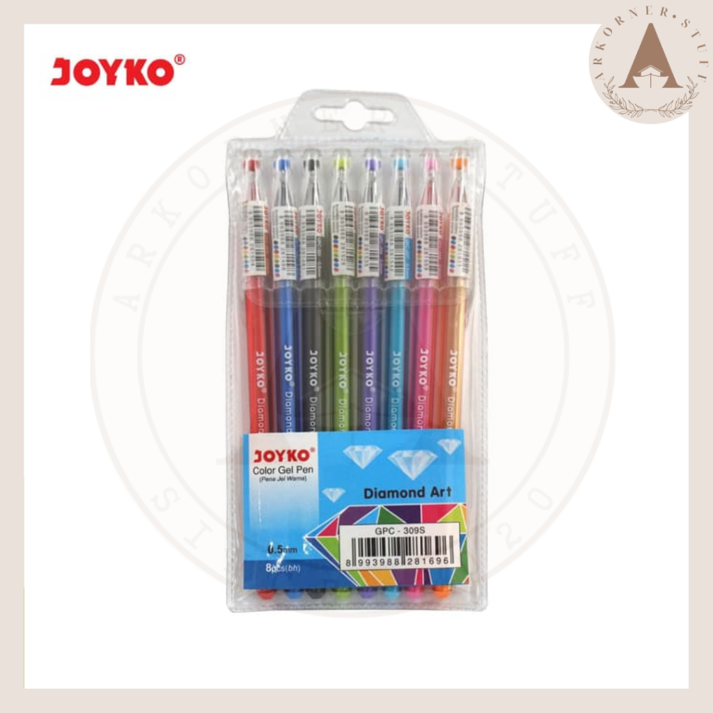 

[SET 8 PCS] Joyko Gel Pen Diamond GPC-309S Pulpen Warna