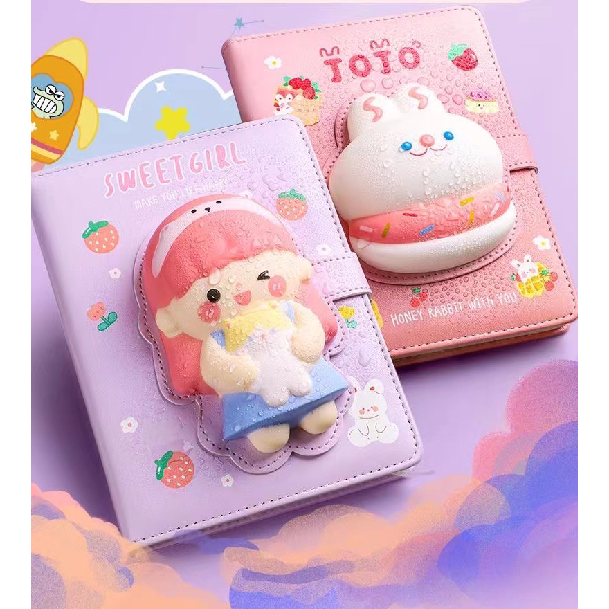 Buku Notebook Squishy, Buku catatan diary squishy 3D kartun lucu anak