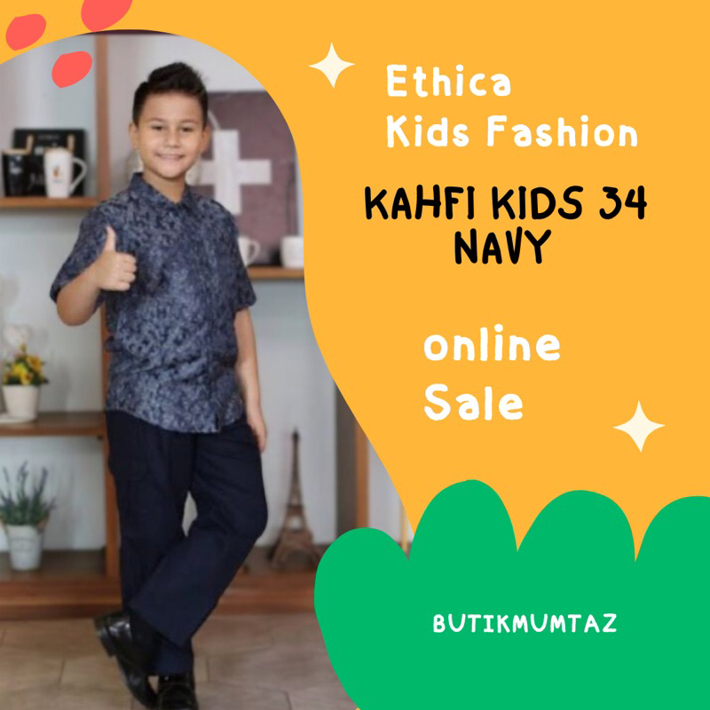 Koko anak Kahfi kids34 Navy/Koko Anak Ethica/Koko Anak Navy