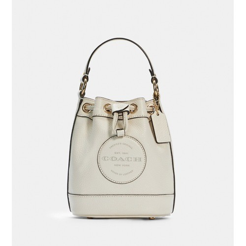COACH DEMPSEY DRAWSTRING BUCKET BAG in white coach
