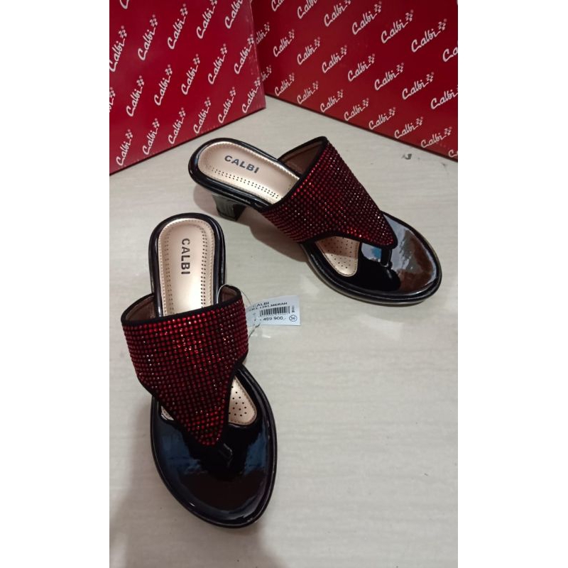 Heels pesta 5cm jepit CRX 1291 CALBI Merah