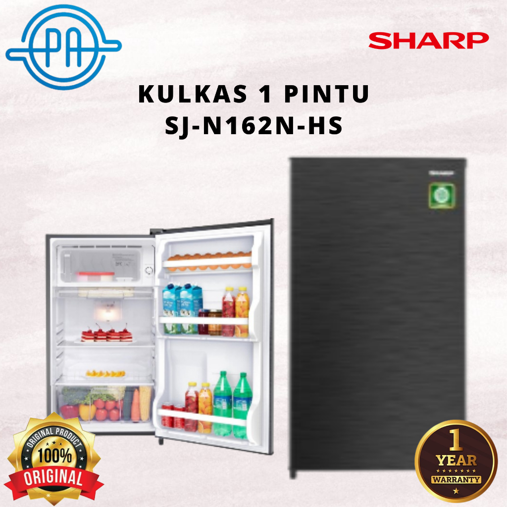 KULKAS SHARP 1 PINTU SJ-N162N-HS / SJN 162 NHS / SJ-N 162 N-HS 162 GARANSI RESMI
