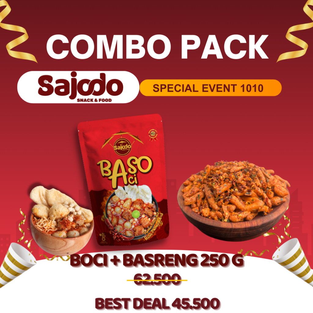 

Sajodo Combo Pack Baso Aci + Basreng + Usus 250 g - Makanan Ringan