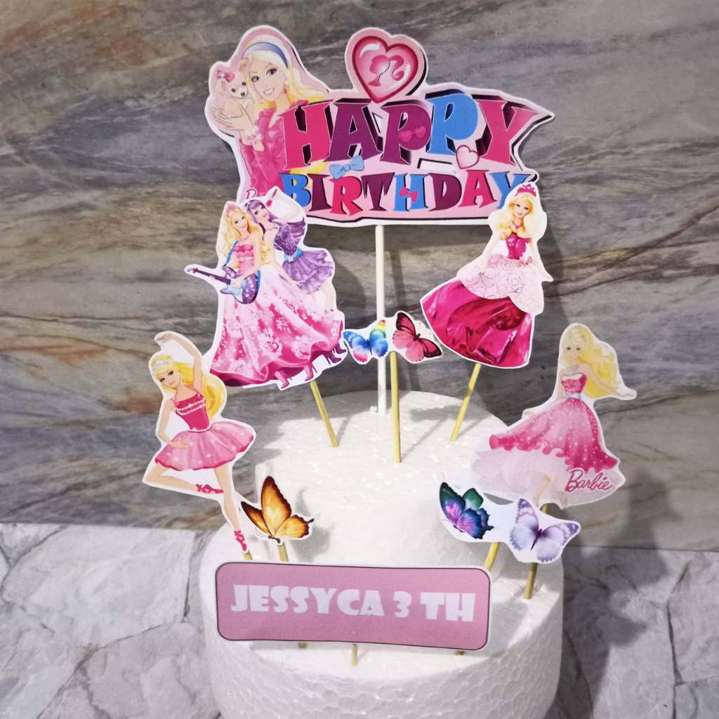 Topper Ulang Tahun Barbie / Topper Cake Barbie