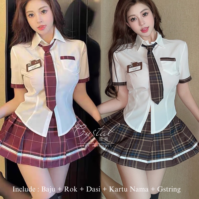 Crystal Lingerie Cosplay Student Baju Cosplay Wanita / Kostum Murid Lingerie Baju Cosplay Wanita 346
