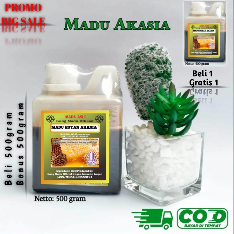 

PROMO BELI 500gram BONUS 500gram TOTAL 1000gram MADU HUTAN AKASIA HITAM MANIS