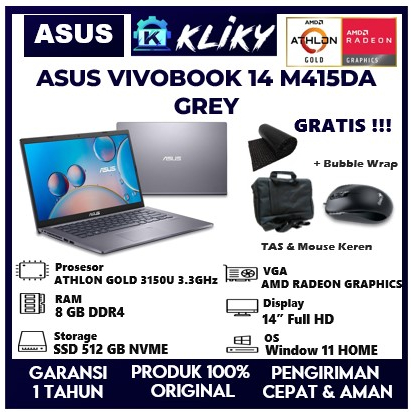 Laptop Pelajar Asus VIvobook 14 M415DA Amd Athlon Gold Ram 8 GB Ssd 512 GB Grey