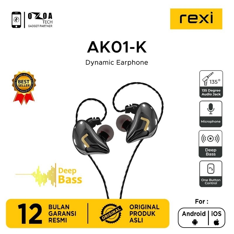 REXI DYNAMIC AK01-K EARPHONE SHINY METALIC (NEW) REXI PONTIANAK