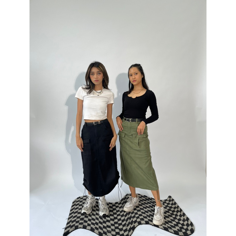 MIDI SKIRT CARGO ROK Y2K SPAN ALLSIZE