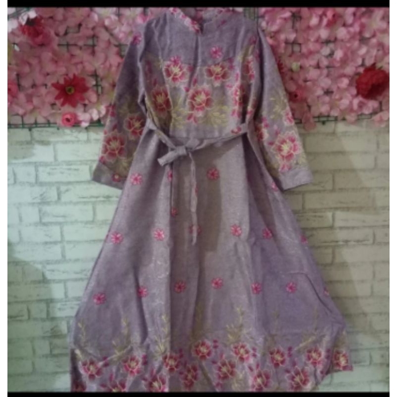 dress muslim ungu/Dress muslim/dress bunga ungu