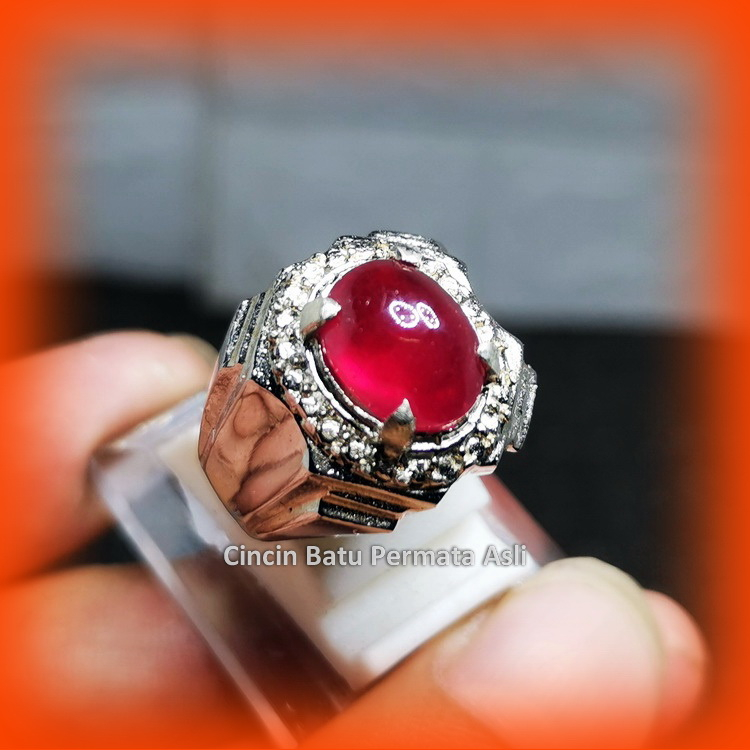 Batu Permata Ruby Merah Delima Asli Cincin Akik Ori