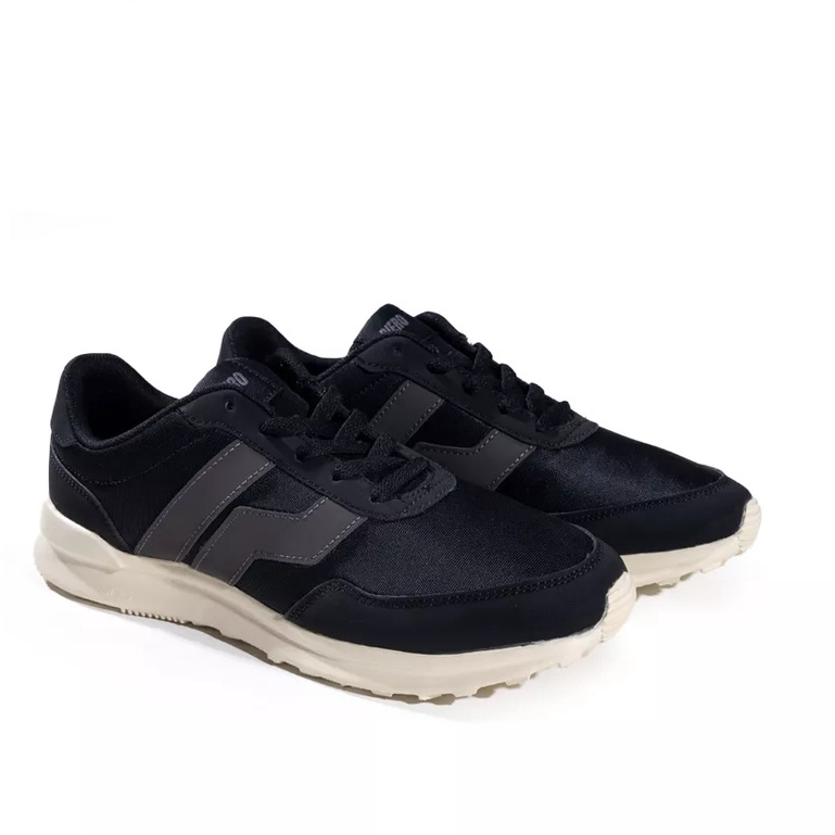 Piero Sepatu Sneakers Pria City Core Big Logo Black Grey Off White