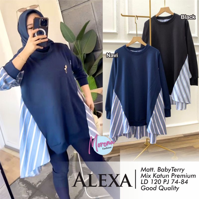 ALEXA BLOUSE LAYRA JUMBO BLOUSE KAOS KATUN STRIPE WANITA KAOS GARIS-GARIS BEST SELLER