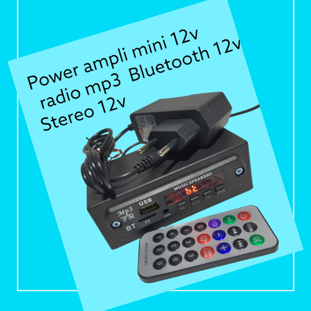 AEBDG ampli mini bluetooth usb fm power amplifier 12 volt plus adaptor pam8610 / power amplifier rad