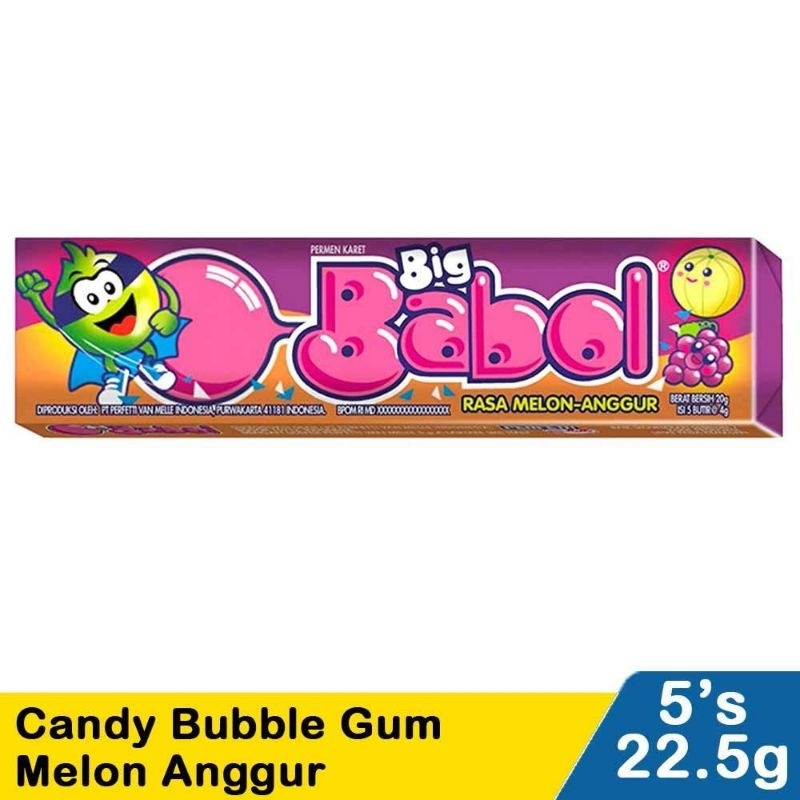 

Big Babol Candy Bubble Gum 5'S Melon Anggur 22.5G