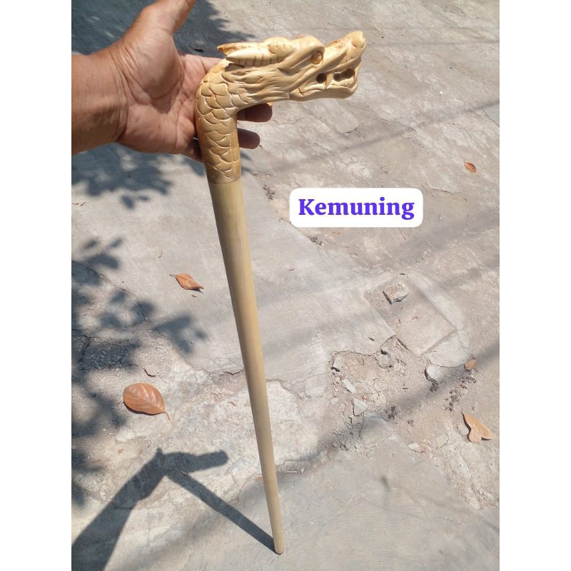 TONGKAT JALAN KAYU KEMUNING UKIRAN NAGA