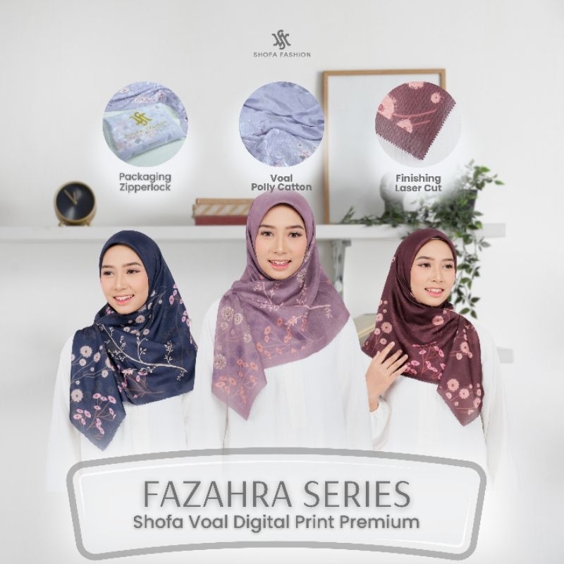 Shofa fashion - FAZAHRA Series Hijab segi empat voal motif sublime digital printing