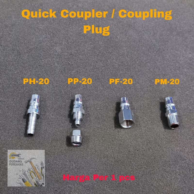 Coupler Jantan PF PH PM PP - Quick Coupling Kopling Release Slip Lock  PF20 PH20 PM20 PP20