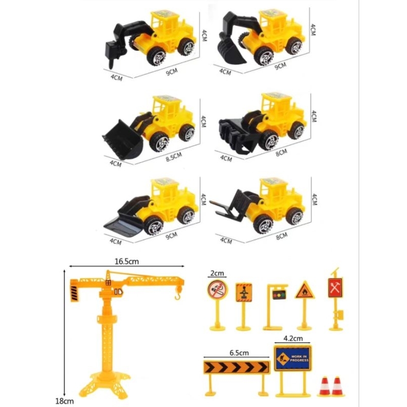 1set 15pcs kontraktor seperti digambar /topper kue konstruksi /topper kue anak /topper kue anak laki