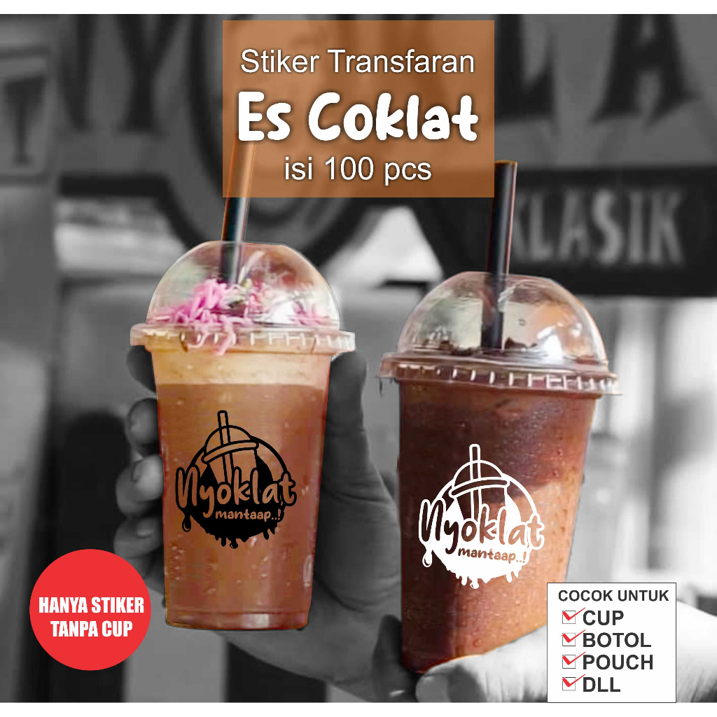 

100 pcs Stiker Kemasan Minuman Es Coklat