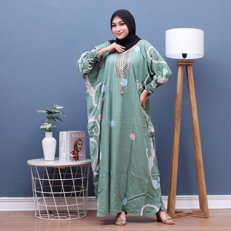 GAMIS KAFTAN Claudia rayon super JUMBO mewah Busana muslim kaftan kondangan