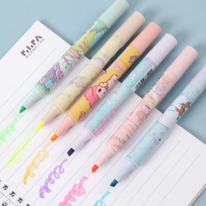 

6PCS HIGHLIGHTER STABILO SET KARAKTER SANRIO WARNA WARNI - LINE MAKER STABILO MINI