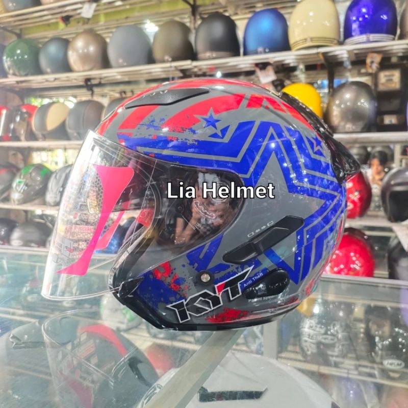 helm half face kyt galaxy flat R motif star Gorilla grey / helm kyt galaxy flst R motif star / kyt g