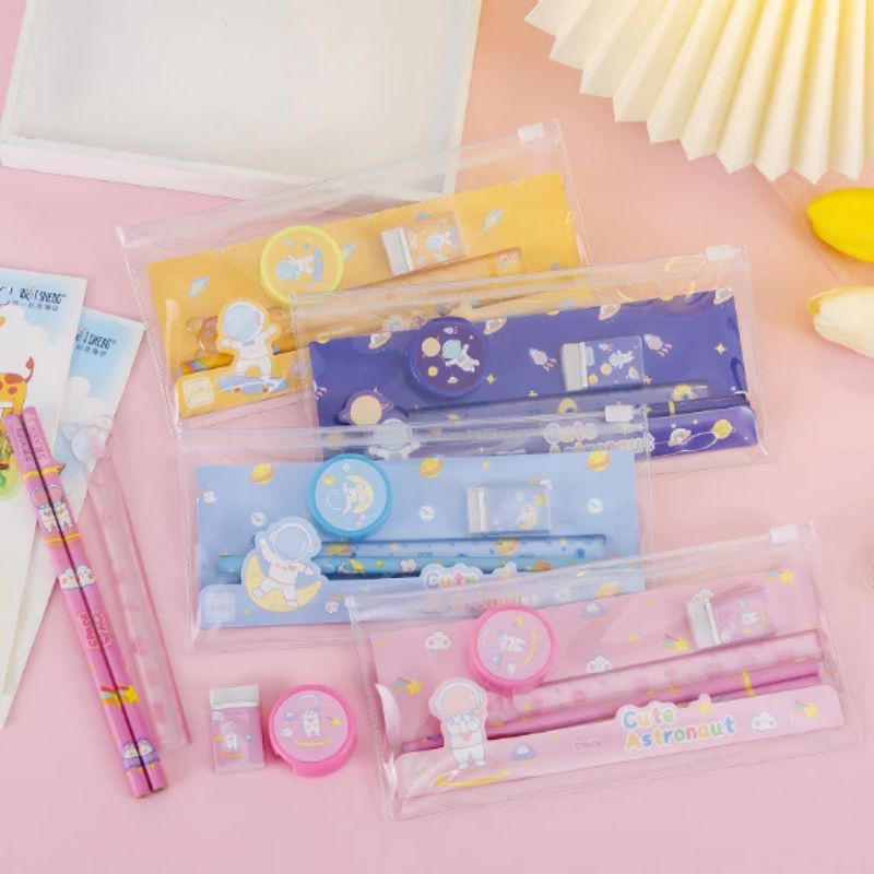 

ALAT TULIS SET POUCH / PAKET ALAT TULIS LUCU TPAT PENSIL / ALAT TULIS 6IN1