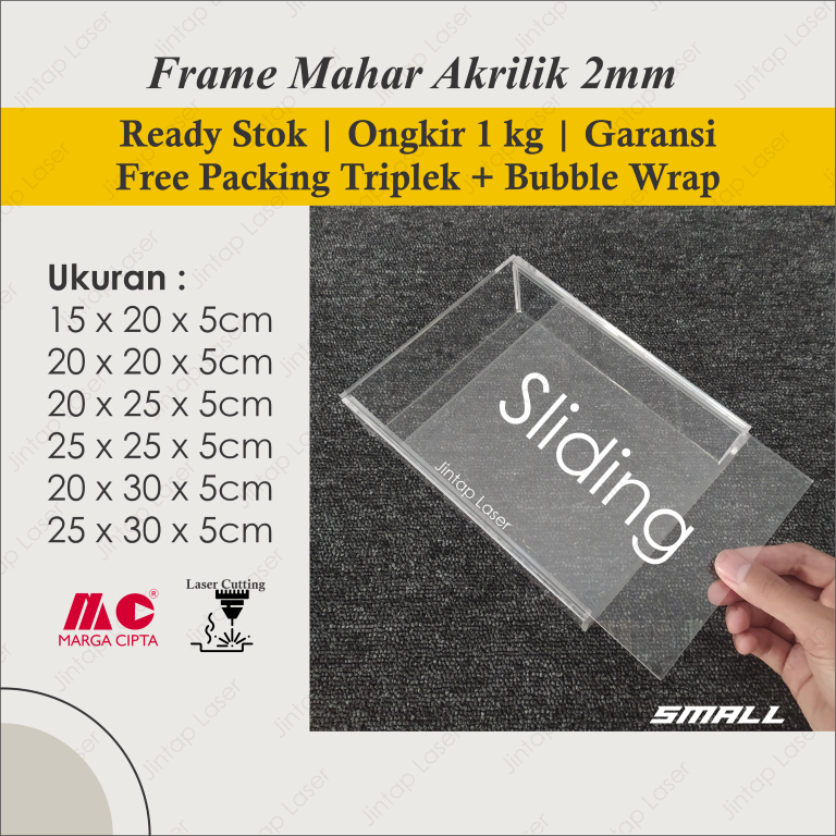 

Frame Akrilik Mahar 2mm 15x20 20x20 20x25 25x25 20x30 25x30 Sliding Pigura Full Acrylic Bening Model Sleding Selalu Ready Hantaran Seserahan