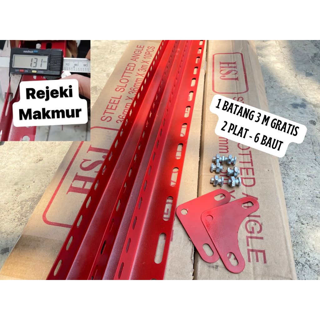 BESI SIKU LUBANG 1,3 MM 36mmX36mm ( HARGA PABRIK ) /SIKU LUBANG TEBAL MERAH/SIKU LUBANG MERAH/SIKU L