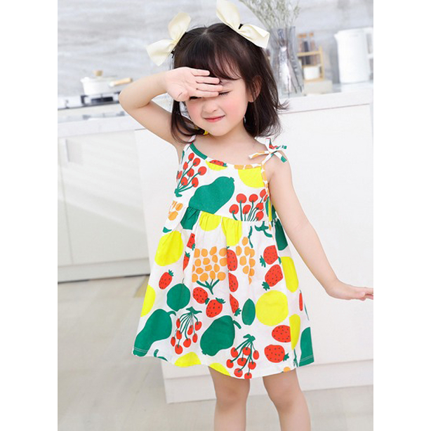 DRESS ANAK PEREMPUAN RUFFLE MODEL TALI KECIL KEKINIAN