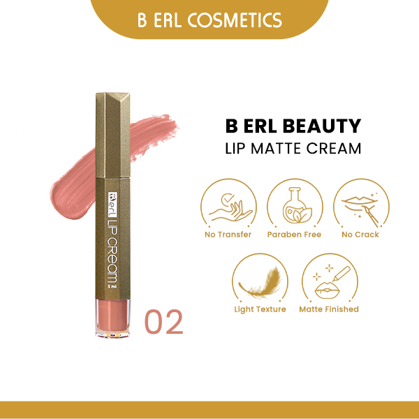 Skin Care Beauty Lipcream Matte 02 Natural Nude B Erl Cosmetics Lipstik B Erl Terbaru Murah