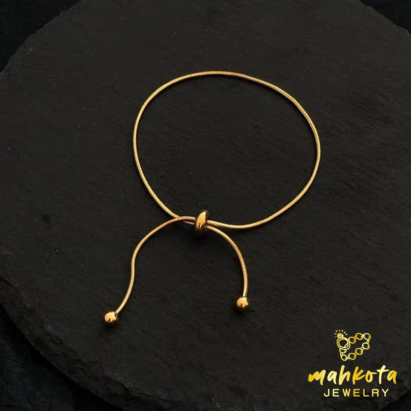 GK80  Gelang Kaki Titanium Premium Wanita Model Serut Simple Elegant Lapis Emas 18K