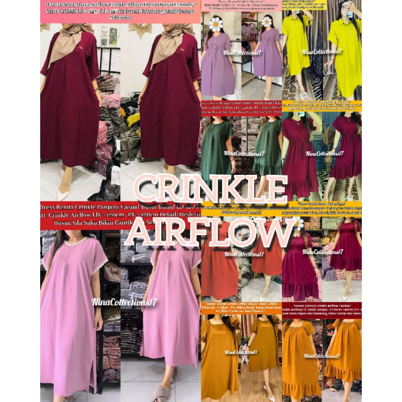 (isi 2) Paket Hemat Daster Crinkle Airflow Dress / Paket Bundling Dress Crinkle / Paket Usaha Dress 
