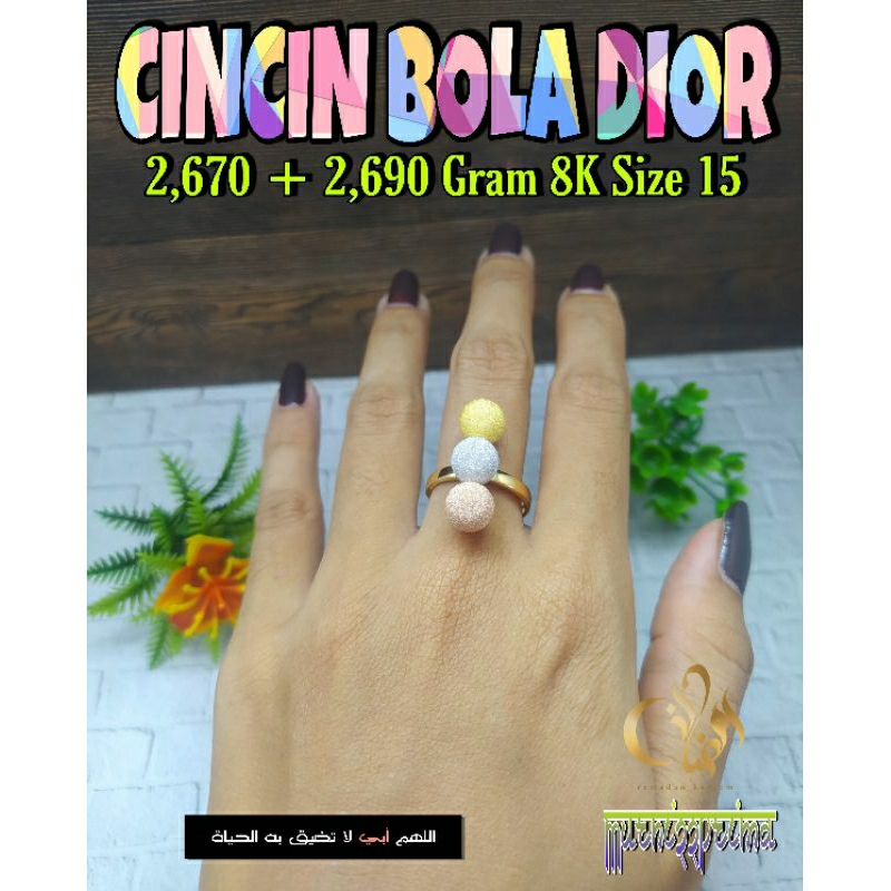 CINCIN BOLA DIOR VARIASI BOLA EMAS ASLI