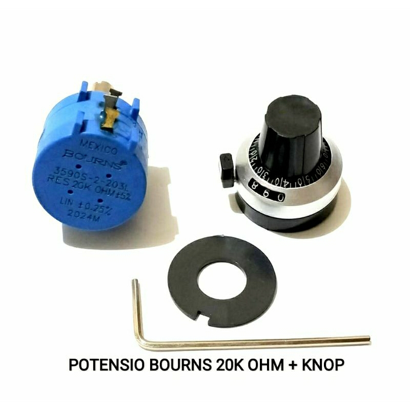 Potensio Bourns 10 Putaran 20K OHM + Knob Angka 10 Putaran