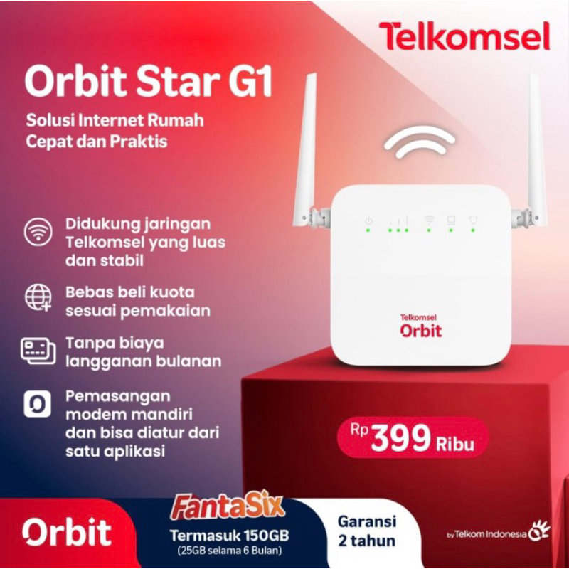 Orbit TELKOMSEL Star G1 Modem Wifi CPE 4G Termurah Bonus Kartu + Kuota