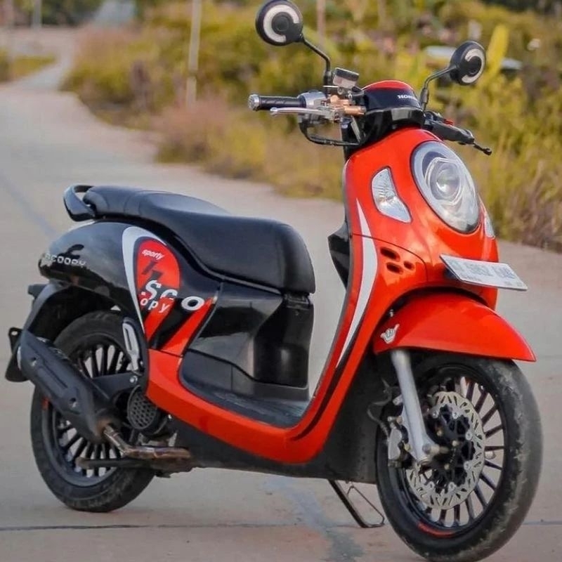STRIPING STICKER LIS DECAL STANDAR ORI BERKUALITAS HONDA SCOOPY SPORTY 2022 merah hitam