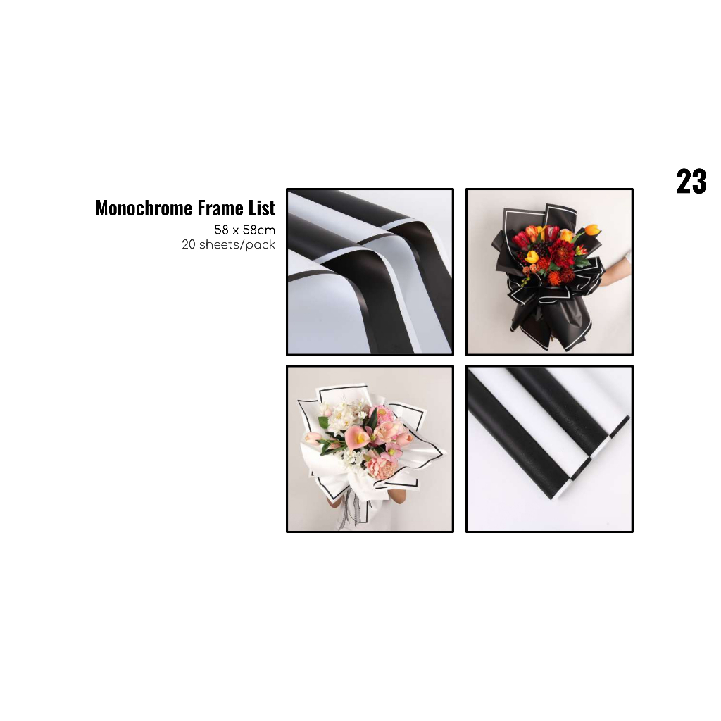 

MY Supplies - Flower Wrapping Paper Monochrome Frame List Cellophane Kertas Bungkus Buket Bunga Hitam Putih1 Pack 20 Lembar
