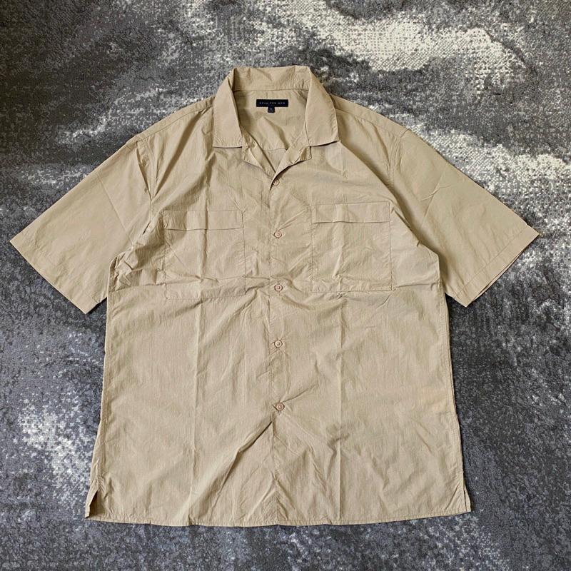 SPAO Open Collar Work Shirt Khakis