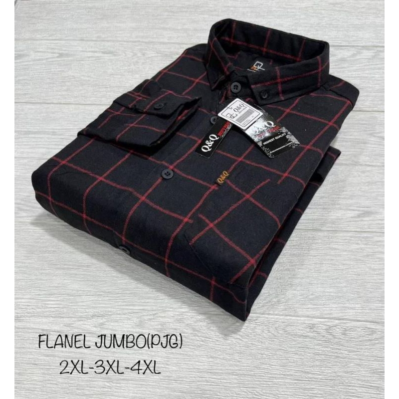 Kemeja flanel lengan panjang/kemeja pria dewasa 2XL-3XL-4XL Jumbo