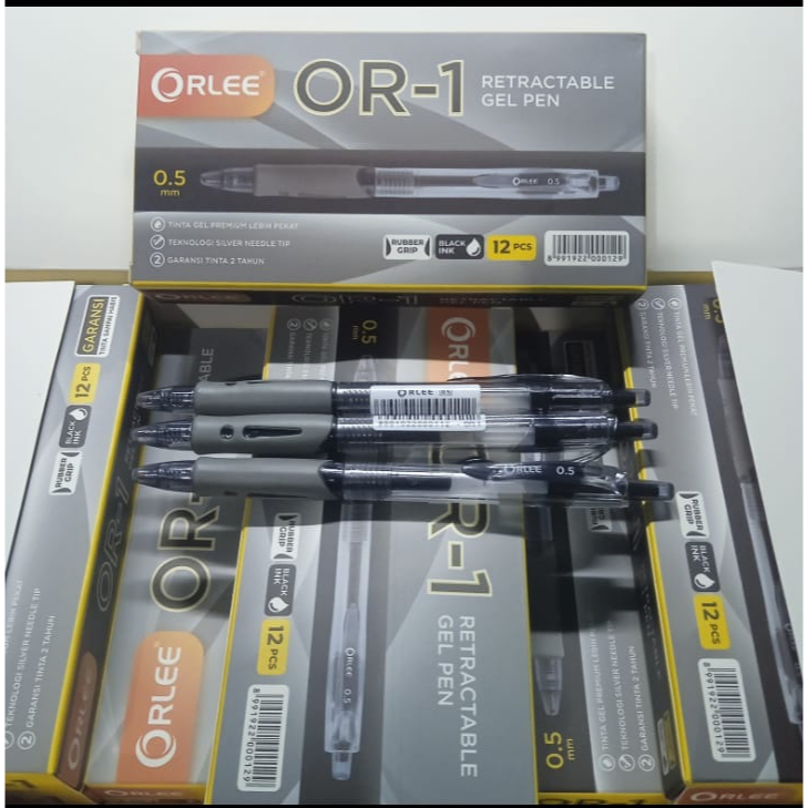 

ORLEE OR-1 Gel Pen 0.5 mm 1 Pack 12 Biji / Pulpen Gel Hitam murah / Ballpoint Gel