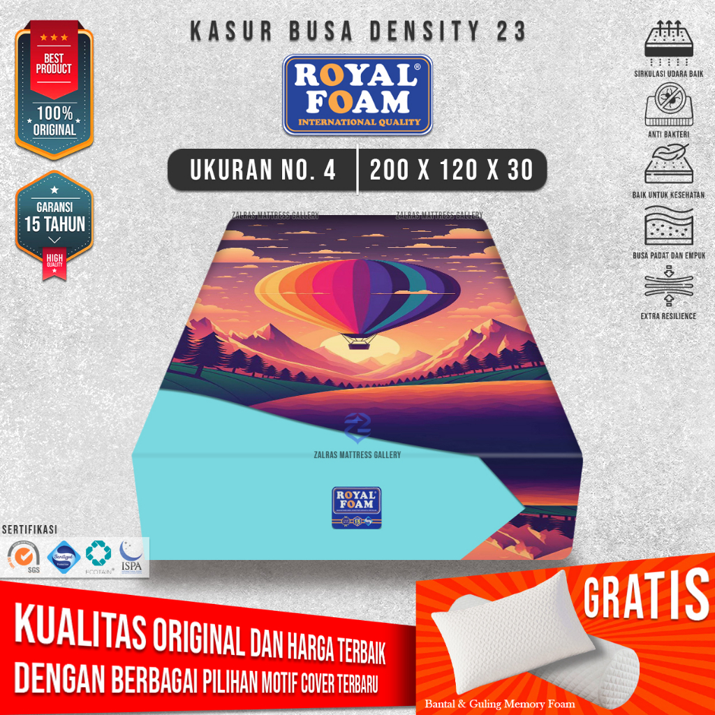 [ 200x120x30 ] Kasur Busa No. 4 Original Royal Foam Density 23 Garansi 15 Tahun