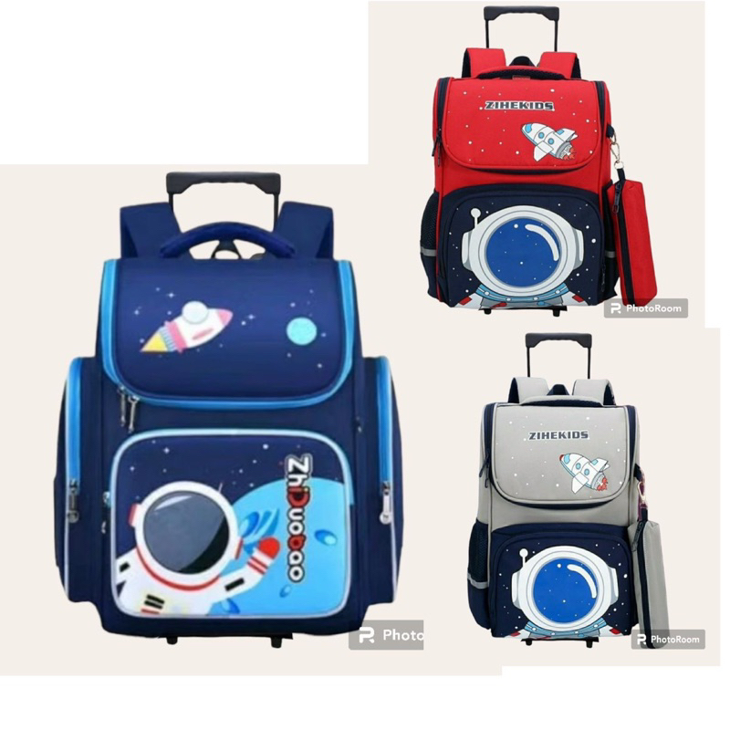 COD Tas Dorong Ransel Trolly Sekolah Anak Tk paud sd astronot roket terbaru