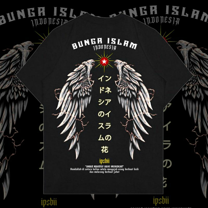 IPSBI STORE | Kaos Bunga Islam INDONESIA 24s SABLON A2  | v101