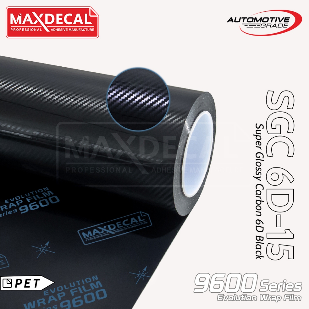 [Per 50cm] MAXDECAL 9600 SGC6D15 BLACK 5D Lebar 152cm Premium Carbon High Gloss Carbon Tekstur Fiber